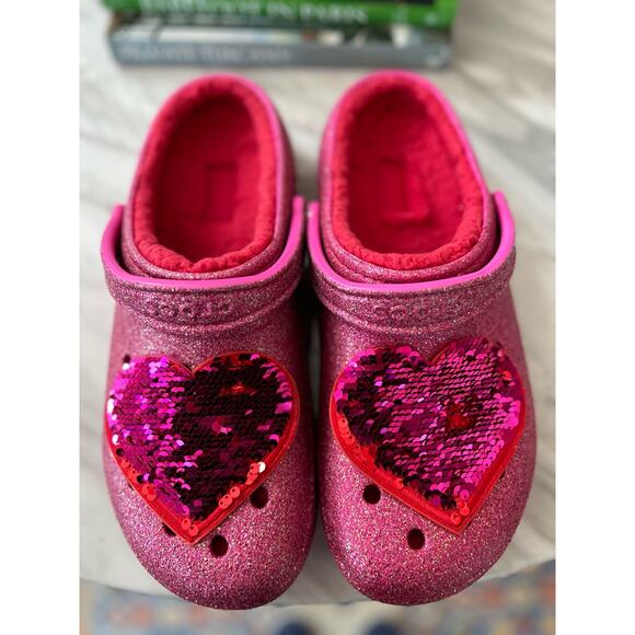 Crocs Limited Edition Pink Glitter Valentines Day Pink & Red Sequin Heart main image 7